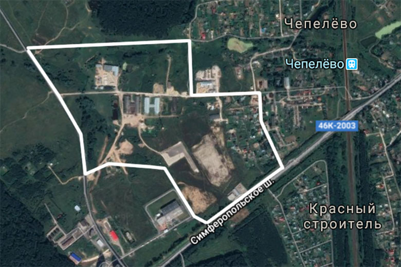 Спутниковый снимок участка, отведенного под застройку (данные Google, 2017)