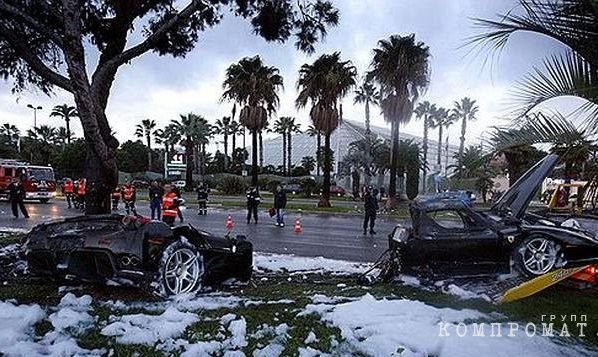 Автомобиль Сулеймана Керимова после аварии в Ницце