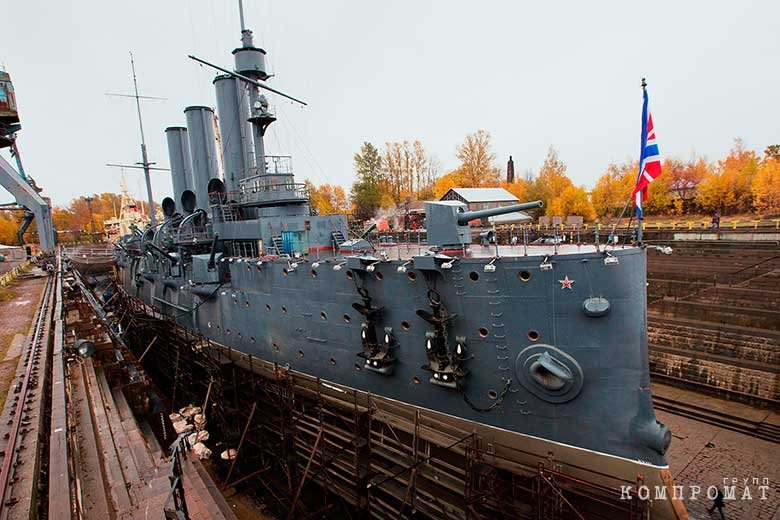 Крейсер «Аврора» во время реконструкции