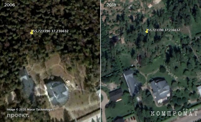 Вид на участок из космоса в 2006 и 2018 годах