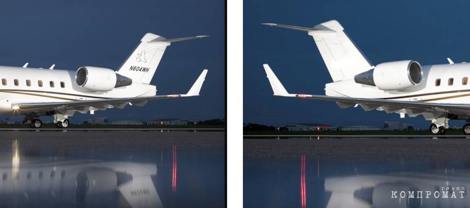 Справа — оригинал фото, слева — изображение с сайта авиакомпании Prime Aviation
